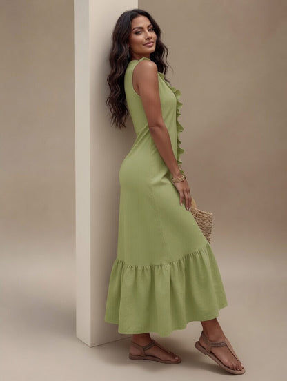 Shein Ruffle Trim V-Neck Dress