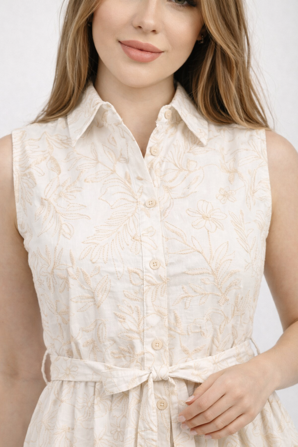 Elegant Embroidered Linen Maxi Dress