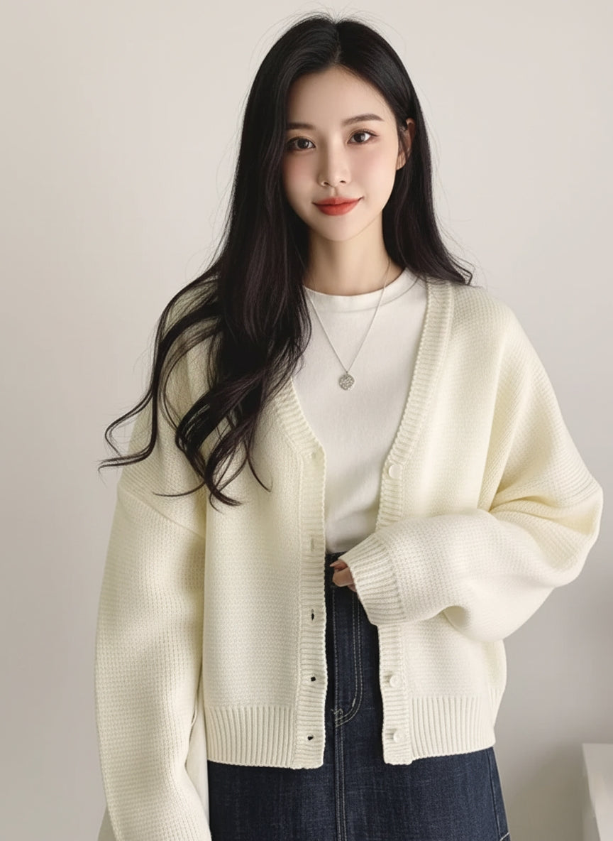 SHEIN DAZY Drop Shoulder Button Cardigan