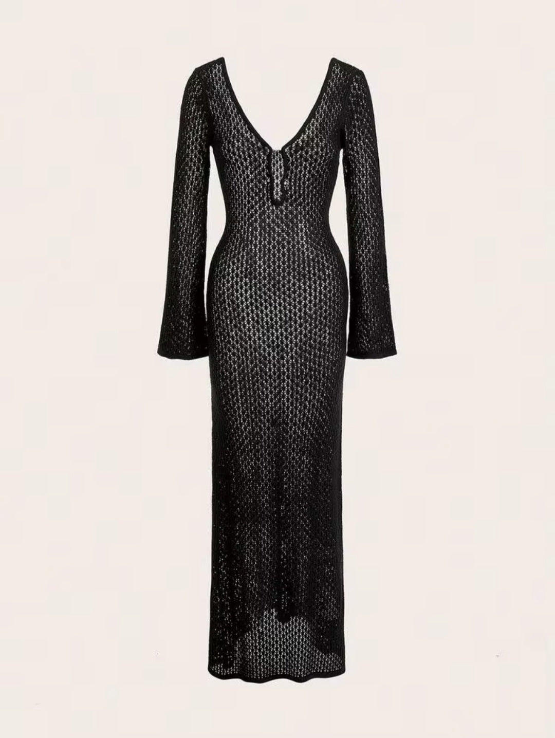 SHEIN Crocheted V-Neck Backless Maxi Cover-Up Dress