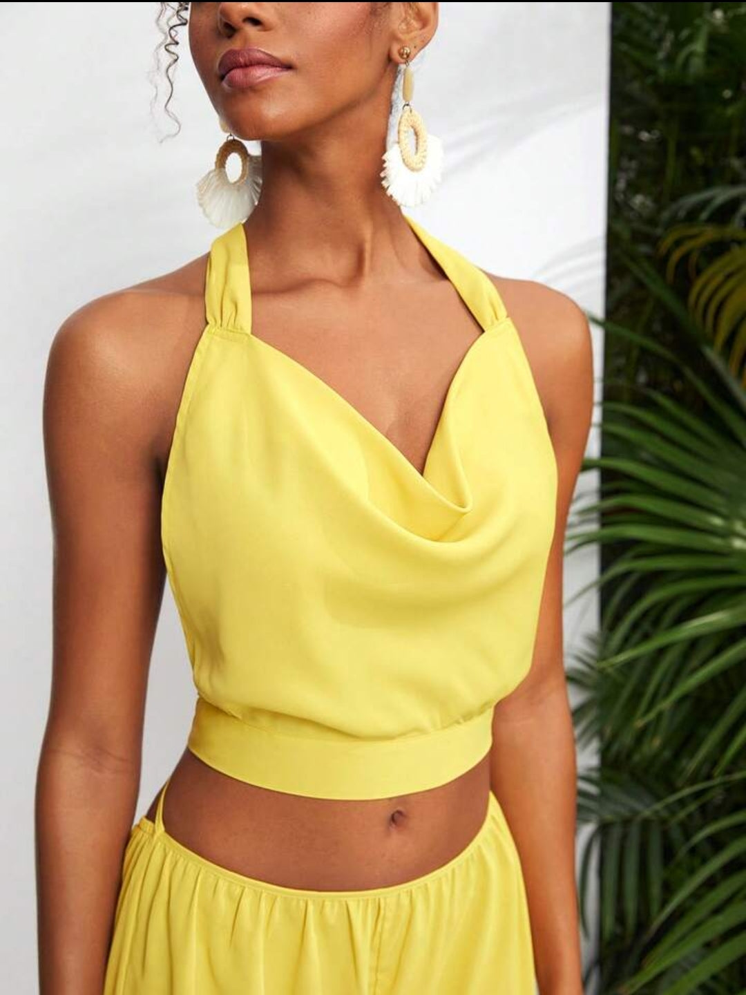 SHEIN X TrendsALEXANDRIA Draped Neck Top & Pants Set