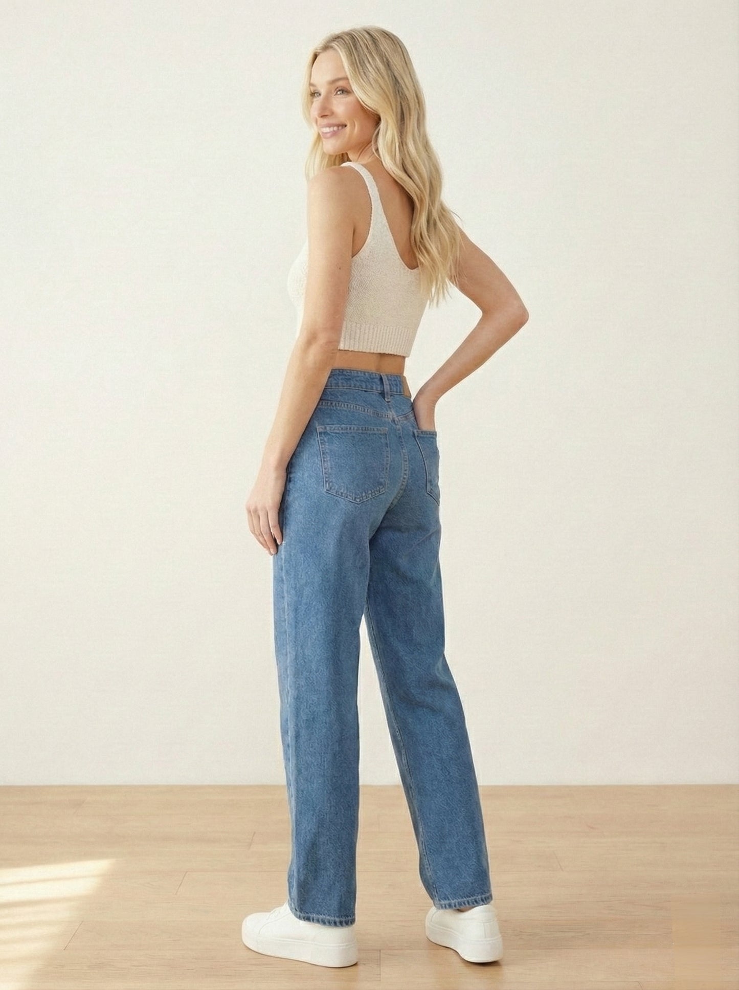 SHEIN High-Waist Straight Leg Denim Jeans