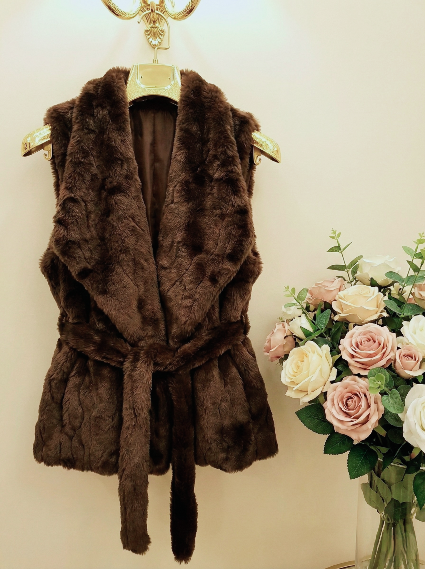 Turkish Faux Fur Belted Vest
