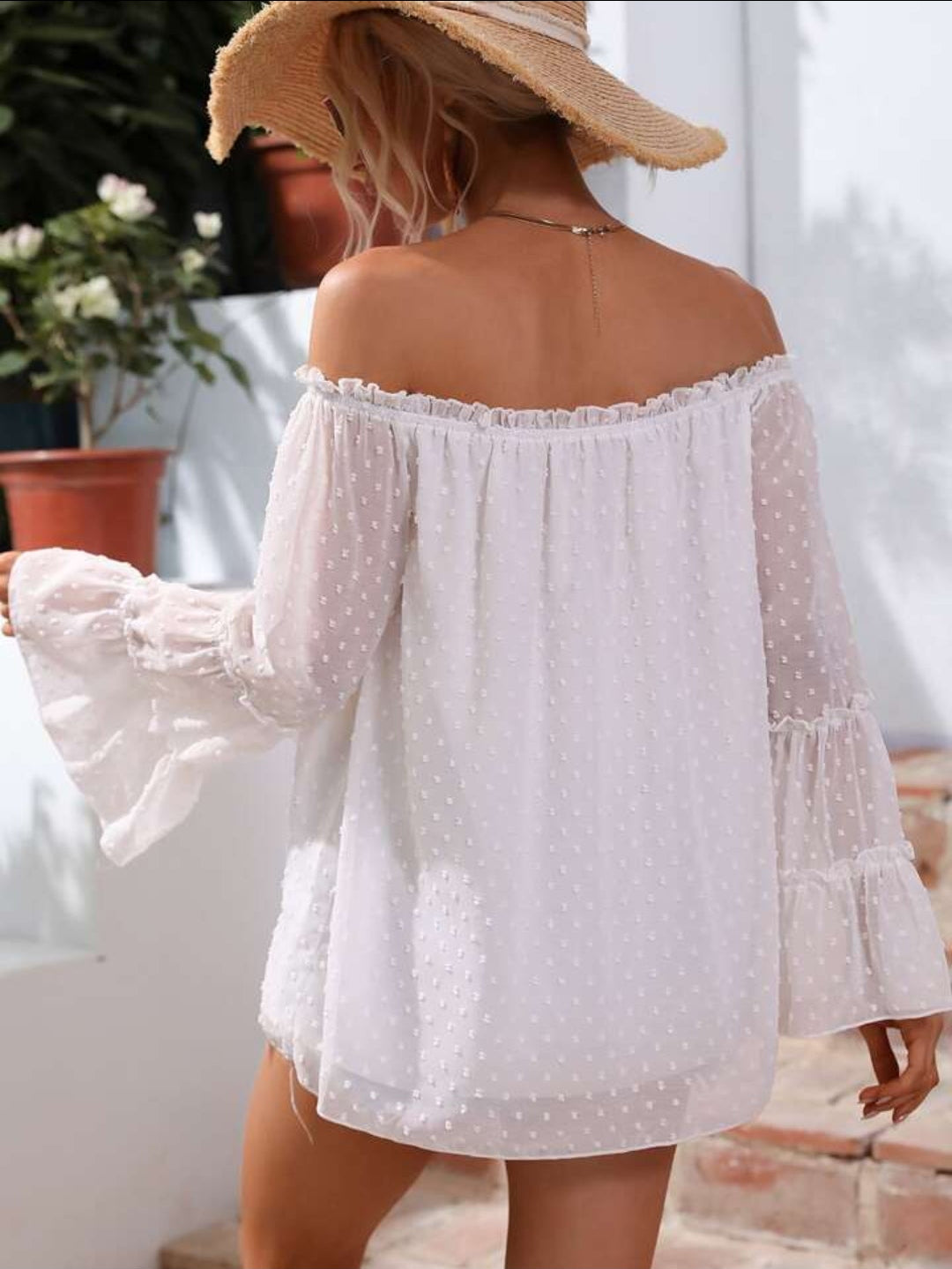 Shein Off-Shoulder Bell Sleeve Top