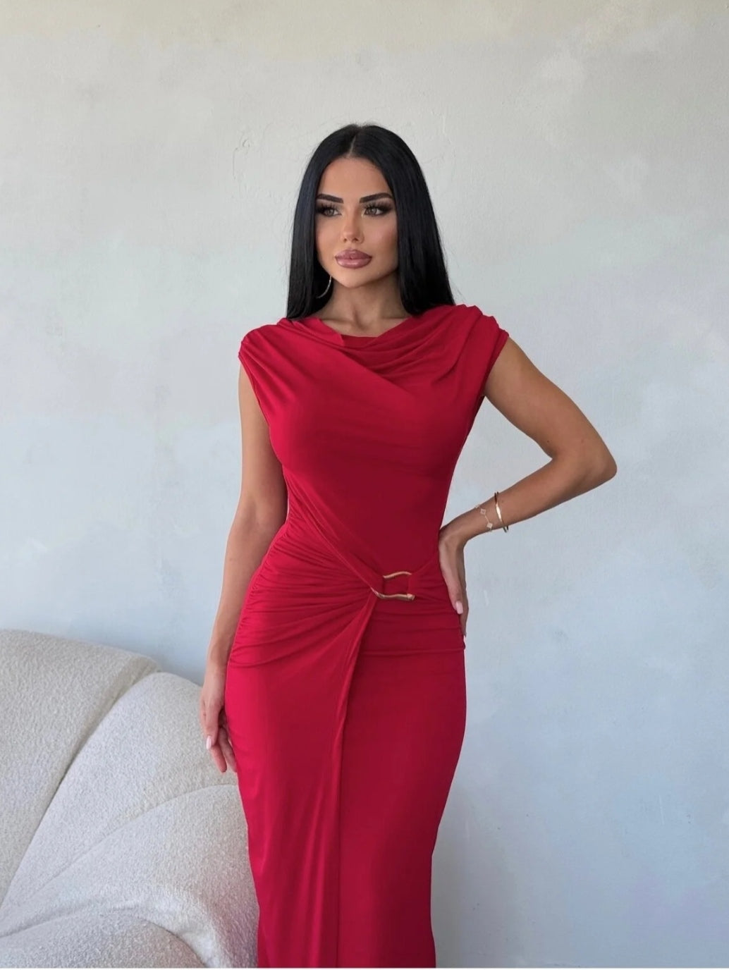 THE ROYAL PLEATED MAXI GOWN - RED