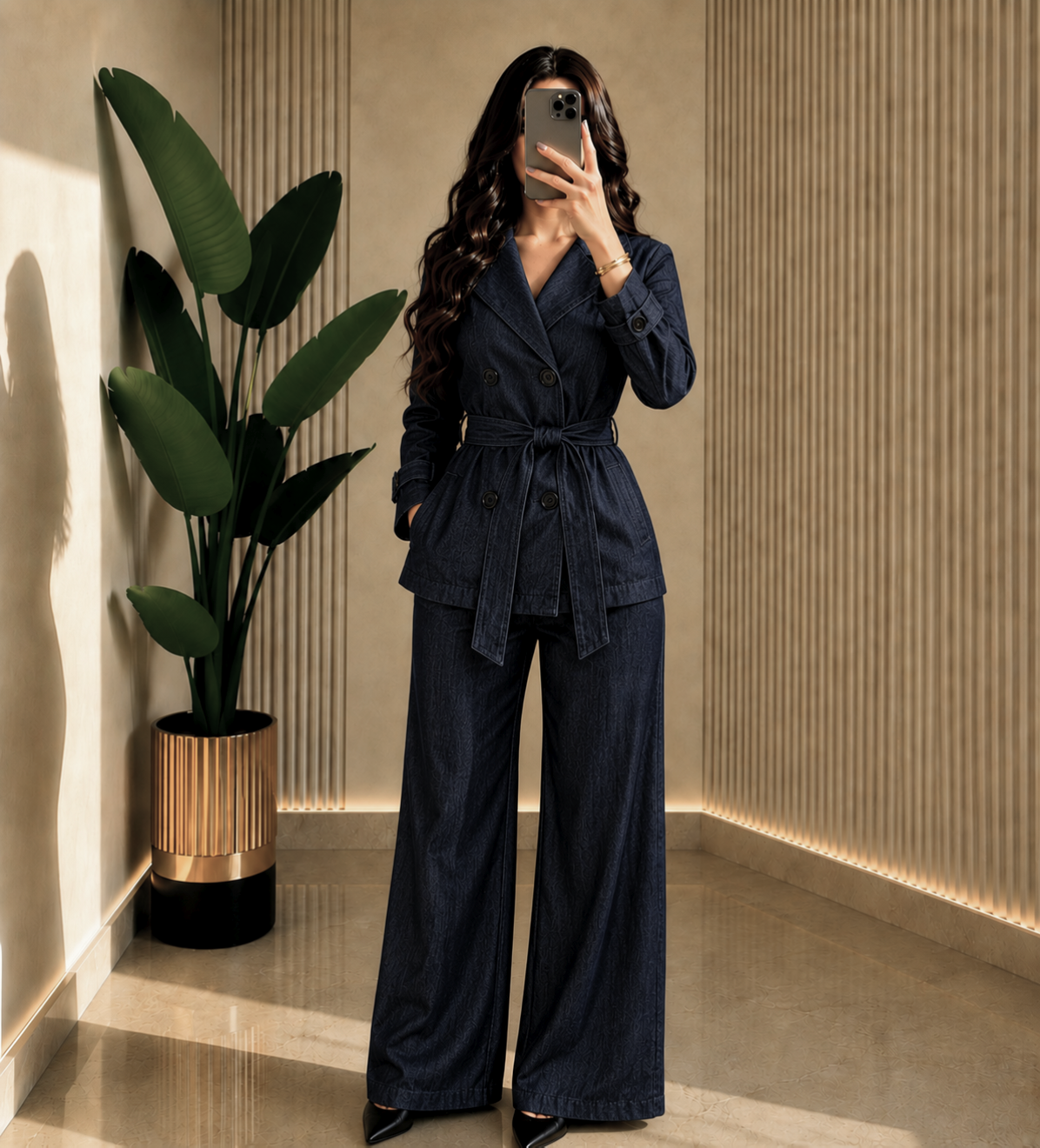 THE BLUE-BLACK DENIM LUXE SET